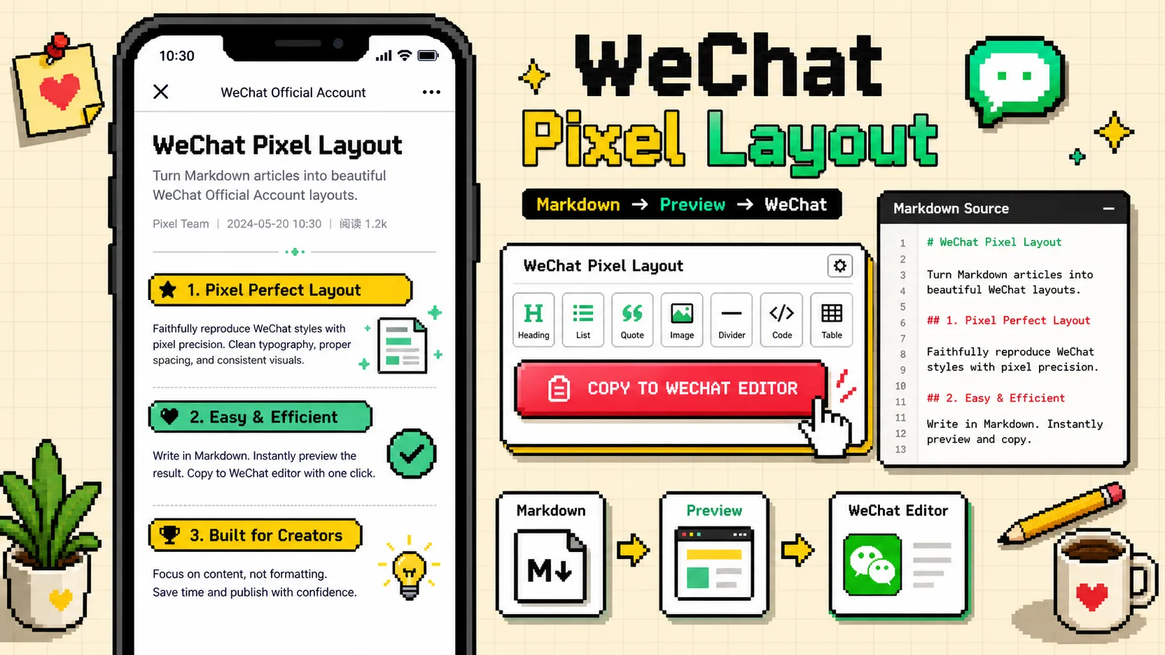 WeChat Pixel Layout 像素风项目海报