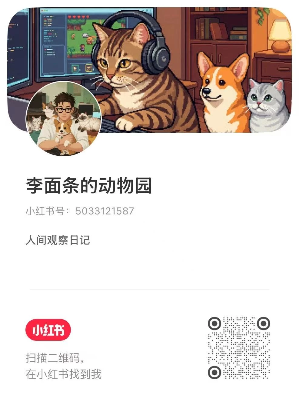 李面条的小红书名片